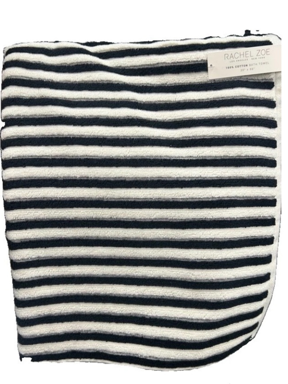 Rachel Zoe Black and White Striped Cotton Bath Towels 30”x56” Set of 2